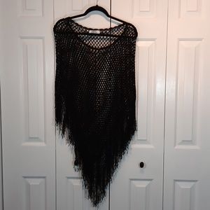 Black crocheted poncho